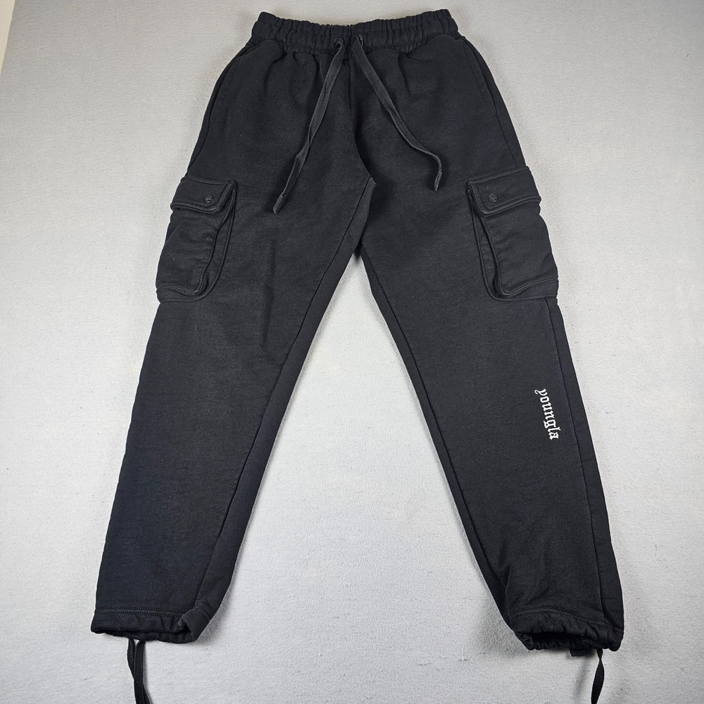 YoungLA Cargo Jogger Pants Mens Small Black Baggy Loose Rambo Stretch Model #224